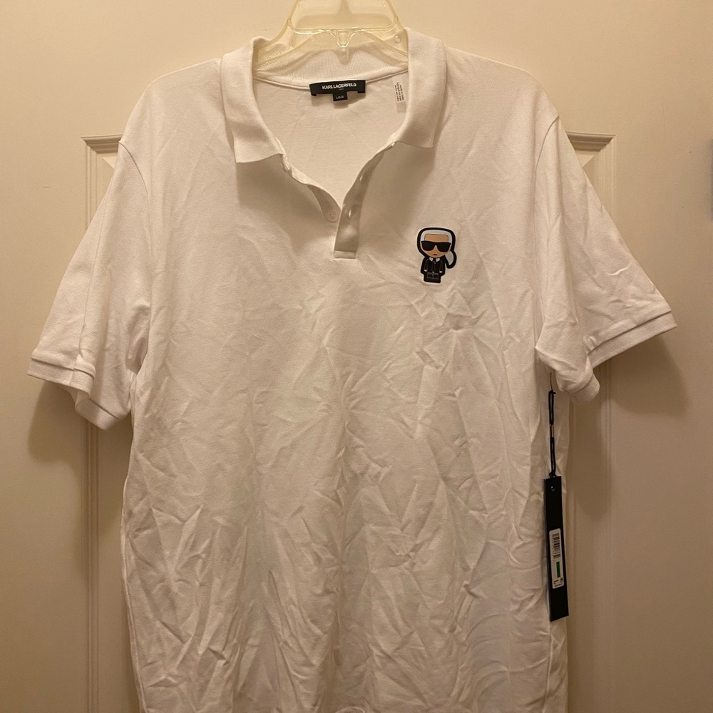 Karl Lagerfeld White Polo with Icon Patch